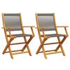 vidaXL Garden Chairs 2 pcs Grey Solid Wood Acacia and Polypropylene