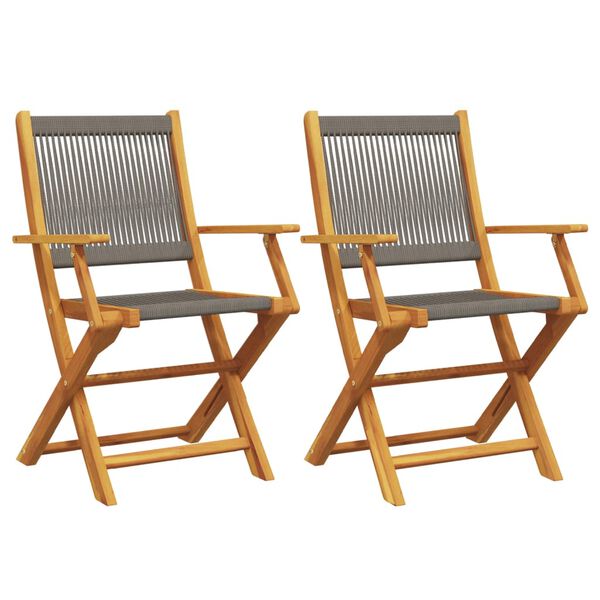 vidaXL Garden Chairs 2 pcs Grey Solid Wood Acacia and Polypropylene