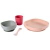 Beaba 4 Piece Silicone Meal Set Pink and Coral