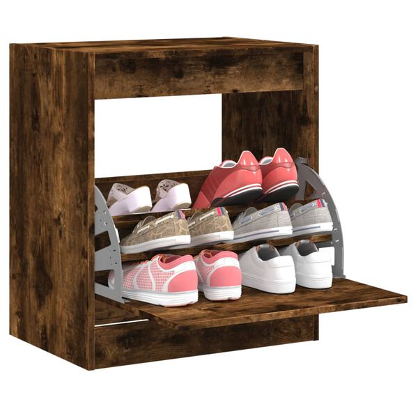 vidaXL Shoe Cabinet Smoked Oak 60x42x69 cm Engineered Wood