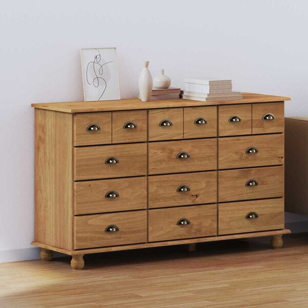vidaXL Chest of Drawer ASKIM Brown 79 x 40 x 133.5 cm Solid Pine wood