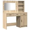 vidaXL Dressing Table with Mirror Lights 2 pcs Brown Engineered Wood
