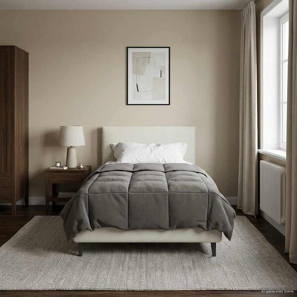 vidaXL Summer Duvet Quilted Light Grey 135 x 220 cm Microfiber