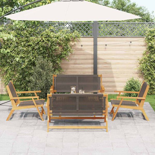 vidaXL Garden Chairs with Table 5 pcs Grey Solid Acacia wood