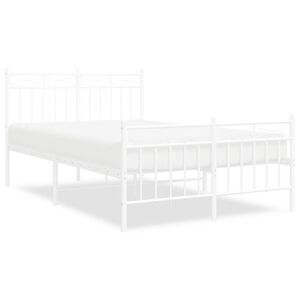 vidaXL Metal Bed Frame without Mattress with Footboard White 120x200cm
