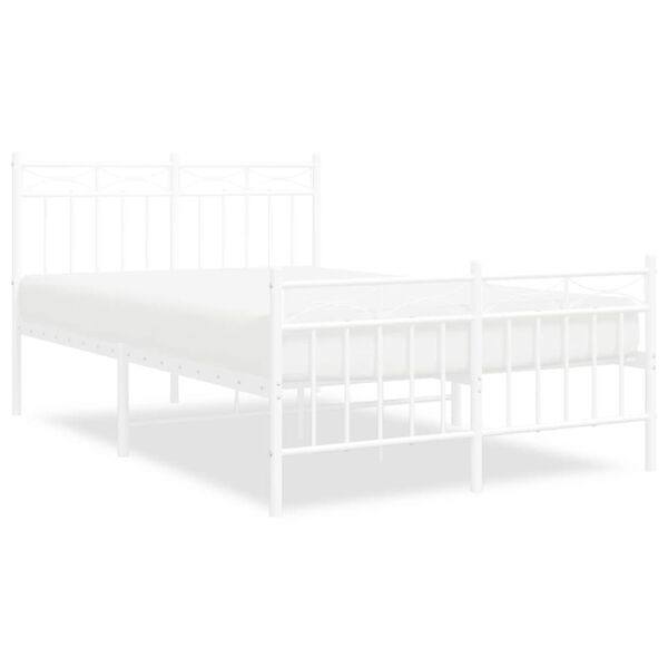 vidaXL Metal Bed Frame without Mattress with Footboard White 120x200cm