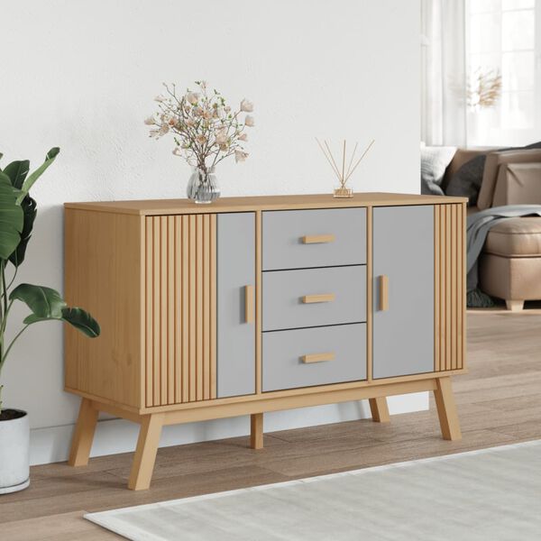 vidaXL Sideboard OLDEN Grey and Brown 114x43x73.5cm Solid Wood Pine