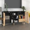 vidaXL Sideboard Black 105x30x60 cm Solid Wood Pine and Natural Rattan