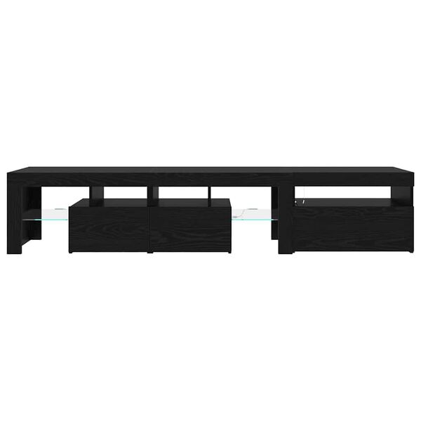 vidaXL TV Cabinet 2 pcs Black Oak 200 x 37 x 40 cm Engineered Wood