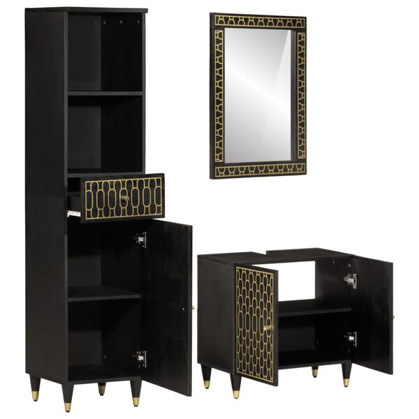 vidaXL 3 Piece Bathroom Furniture Set Solid Wood Mango