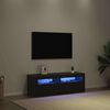 vidaXL TV Cabinet with LED Black Oak 120 x 35 x 40 cm Engineered Wood