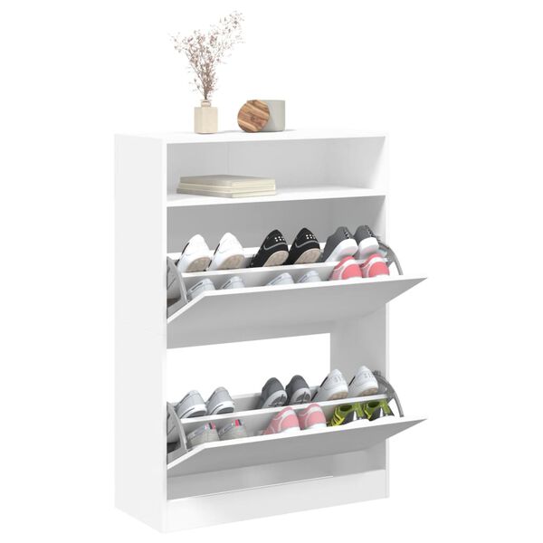 vidaXL Shoe Cabinet with 2 Flip-Drawers White 80x34x116 cm
