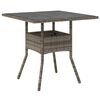 vidaXL Garden Table with Glass Top Grey 80x80x75 cm Poly Rattan