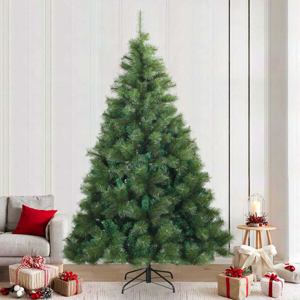 vidaXL Artificial Hinged Christmas Tree Green 240 cm PVC, steel