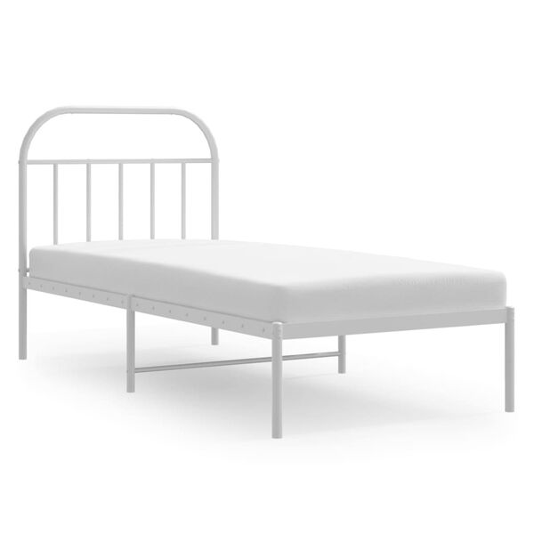 vidaXL Metal Bed Frame without Mattress with Headboard White 80x200cm