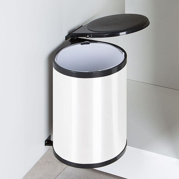 Practo Home Built-in Waste Bin 14 L White and Black
