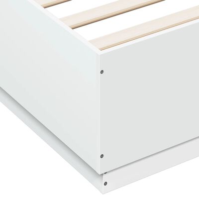vidaXL Bed Frame with LED Lights White 120x200 cm Engineered Wood