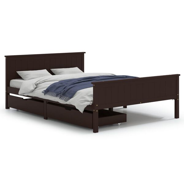 vidaXL Bed Frame without Mattress Dark Brown 160x200 cm Solid Wood