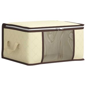 vidaXL Storage Box with Transparent Side Window Cream 43 x 34 x 23 cm