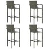 vidaXL 5 Piece Outdoor Bar Set with Armrest Poly Rattan Grey