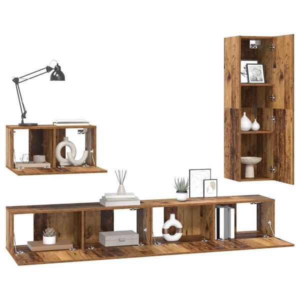 vidaXL TV Cabinet Set with Drawer 4 pcs Old Wood Engineered Wood