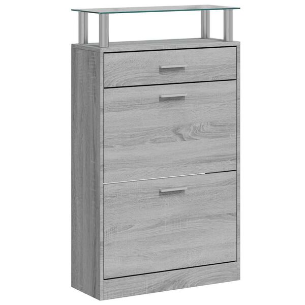 vidaXL Shoe Cabinet Grey Sonoma 63x24x104 cm Engineered Wood