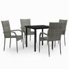 vidaXL 5 Piece Garden Dining Set Grey and Black
