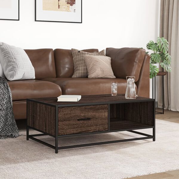 vidaXL Coffee Table Brown Oak 90x57x35 cm Engineered Wood and Metal