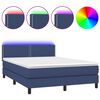 vidaXL Box Spring Bed with Mattress&LED Blue 140x200cm Fabric