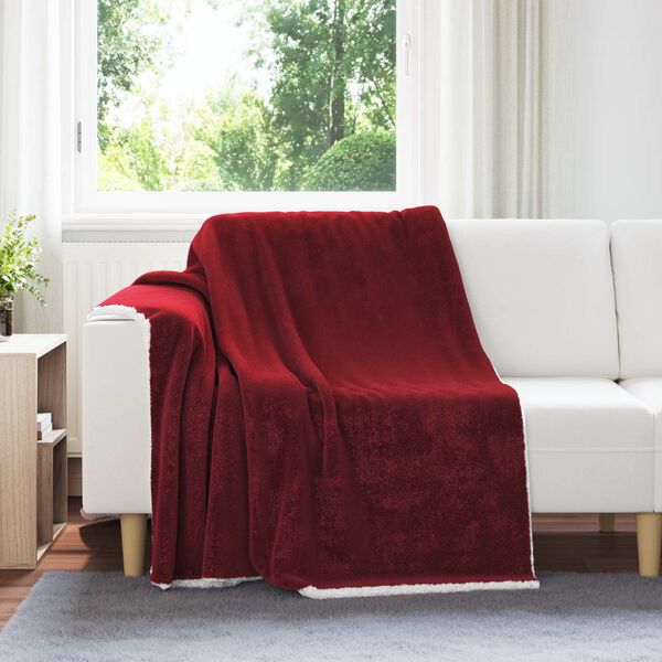vidaXL Throw Blanket Bordeaux Red 150 x 200 cm Fleece