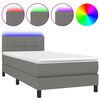 vidaXL Box Spring Bed with Mattress&LED Dark Grey 100x200cm Fabric