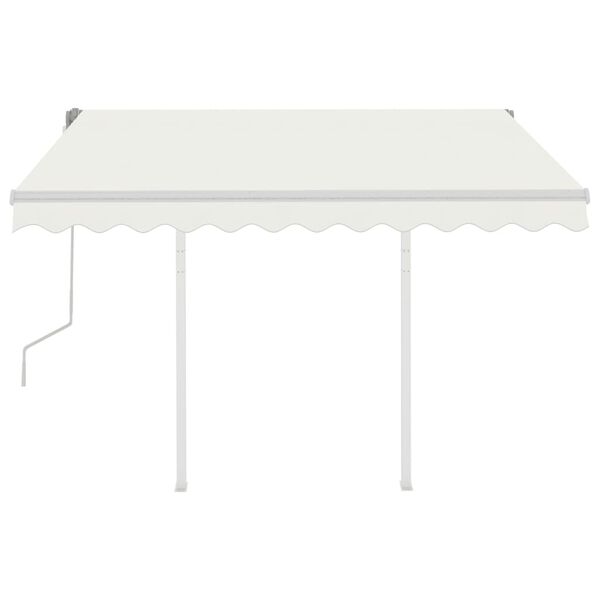 vidaXL Manual Retractable Awning with Posts 3.5x2.5 m Cream