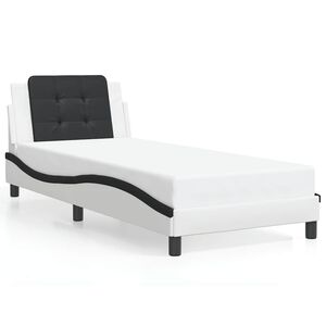 vidaXL Bed Frame without Mattress "Zadar" White and Black 90x200 cm Faux Leather