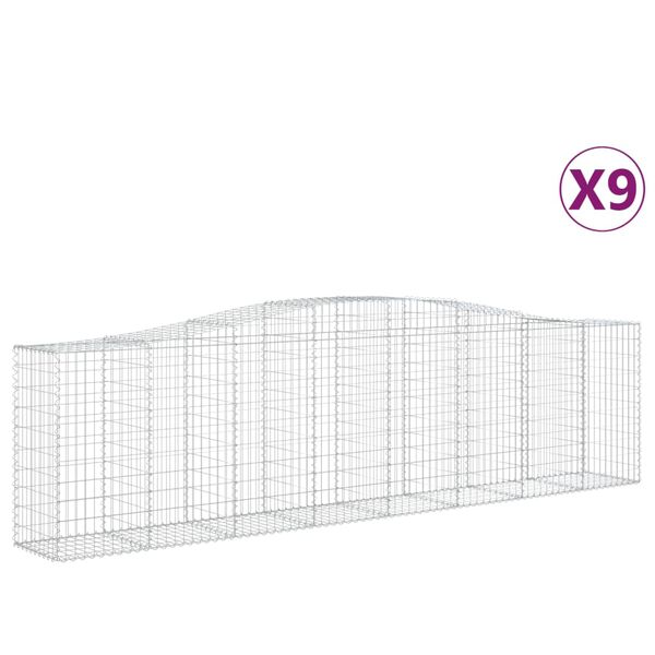 vidaXL Arched Gabion Baskets 9 pcs 400x50x100/120 cm Galvanised Iron
