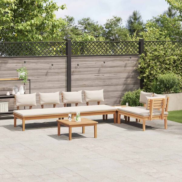 vidaXL Garden Sofa Set 5 pcs Brown and Cream