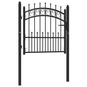 vidaXL Fence Gate EMMEN with Spikes Steel 104x87 cm Black
