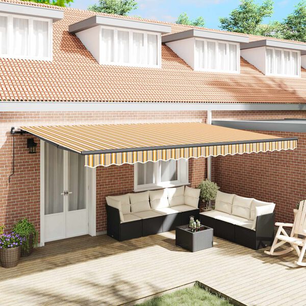 vidaXL Retractable Awning Multicolour 500 x 300 cm Polyester and Steel