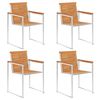 vidaXL Garden Chairs 4 pcs Solid Acacia Wood and Stainless Steel