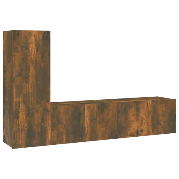 vidaXL 3 Piece TV Cabinet Set Smoked Oak Engineered Wood
