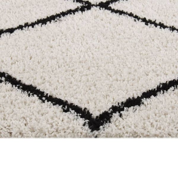vidaXL Shaggy Rug High Pile Black and Cream 120x170 cm