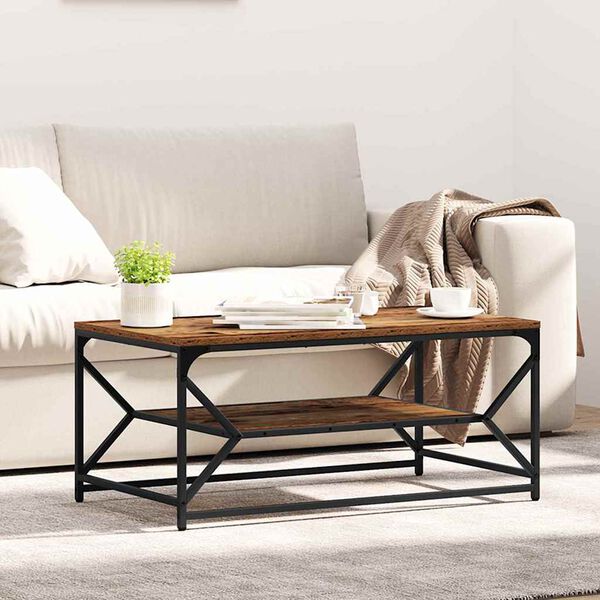 vidaXL Coffee Table Old Wood 90 x 50 x 40 cm Engineered Wood and Steel