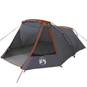 vidaXL Tunnel Tent 3-Person 3-Person Grey and Orange
