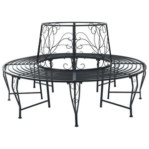 vidaXL Tree Bench 8 -Seater &Oslash; 160 x 89 cm steel Black Round