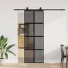 vidaXL Sliding Door with Hardware Set Black 76x205 cm Tempered Glass
