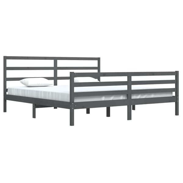 vidaXL Bed Frame without Mattress Grey Solid Wood Pine 200x200 cm