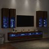 vidaXL 7 Piece TV Wall Cabinet Set with LED Lights Brown Oak