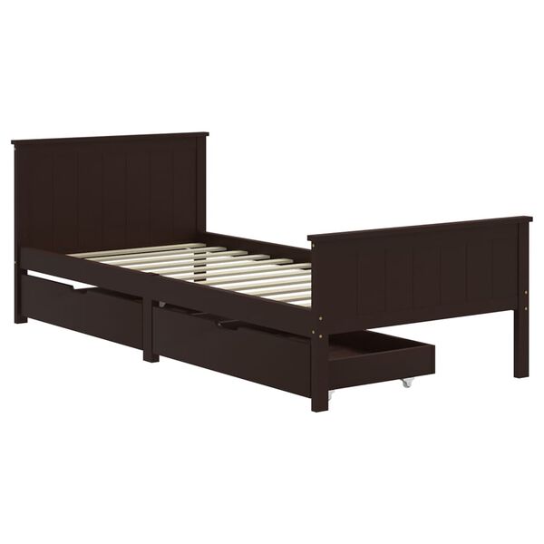 vidaXL Bed Frame without Mattress Dark Brown 100x200 cm Solid Wood