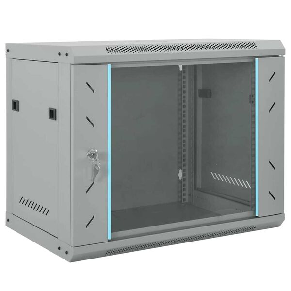 vidaXL Network Cabinet with Storage Grey 60 x 45 x 50 cm Steel