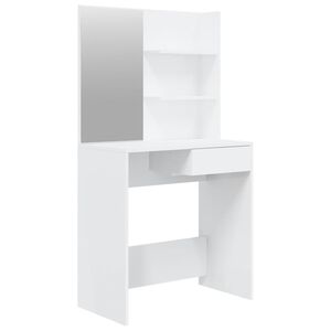vidaXL Dressing Table with Mirror High Gloss White 74.5x40x141 cm