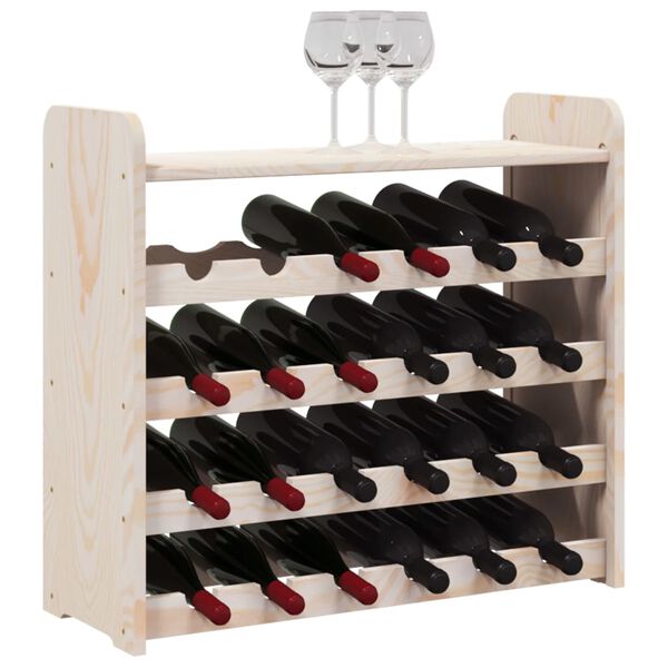 vidaXL Wine Rack with Top Board 67.5x25x60 cm Solid Wood Pine